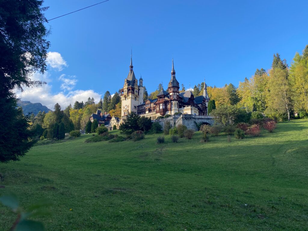 Smukt slot ved skov